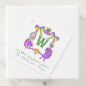Watercolor Mardi Gras Monogram Crest フェイバータグ