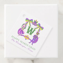 Watercolor Mardi Gras Monogram Crest フェイバータグ