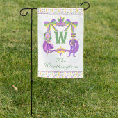 Watercolor Mardi Gras Monogram Crest ペーパープレート