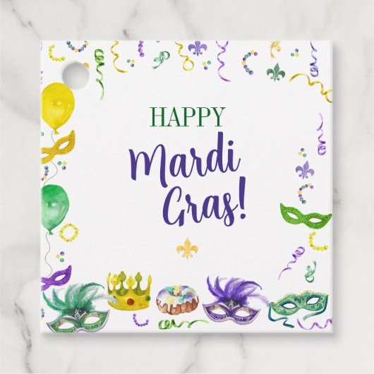 Watercolor Mardi Gras Objects Party フェイバータグ (正面)