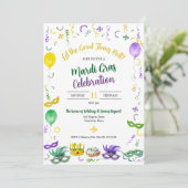 Watercolor Mardi Gras Objects Party 招待状 (スタンド正面)