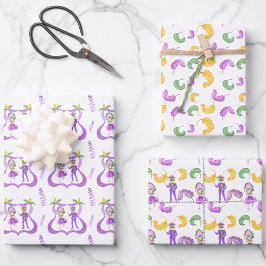 Watercolor Mardi Gras Party ラッピングペーパーシート