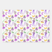 Watercolor Mardi Gras Party ラッピングペーパーシート (正面2)