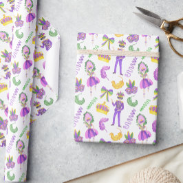 Watercolor Mardi Gras Party ラッピングペーパー