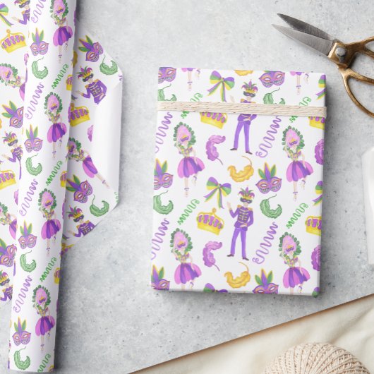 Watercolor Mardi Gras Party ラッピングペーパー