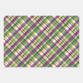 Watercolor Mardi Gras Plaid ラッピングペーパーシート (正面2)