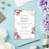 Watercolor Maroon Floral Wedding Invitation アクリル招待状 (インサイチュ (ウェディング))