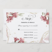 Watercolor Maroon Floral Wedding RSVP 招待状 (正面)