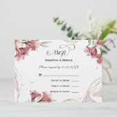 Watercolor Maroon Floral Wedding RSVP 招待状 (スタンド正面)