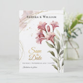 Watercolor Maroon Floral Wedding Save the Date 招待状 (スタンド正面)