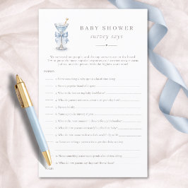 Watercolor Martini Baby Shower Game Survey Says