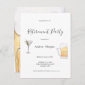 Watercolor Martini,Beer Retirement Party 招待状 (正面/裏面)