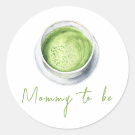 Watercolor Matcha Latte Baby Shower - Mommy to be ラウンドシール