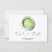 Watercolor Matcha Latte Baby Shower Thank You サンキューカード (正面)