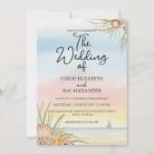 Watercolor Maui Hawaii Tropical Beach Wedding 招待状 (正面)