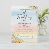 Watercolor Maui Hawaii Tropical Beach Wedding 招待状 (スタンド正面)