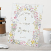  watercolor meadow flowers Baptism welcome 台座サイン (インサイチュ)