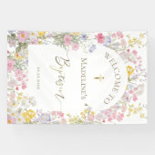  watercolor meadow flowers Baptism welcome 横断幕 (横)
