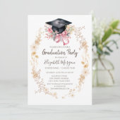 Watercolor Meadow Flowers Cap Bow Graduation 招待状 (スタンド正面)