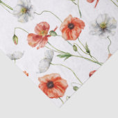 Watercolor Meadow Poppies And White Wildflowers  薄葉紙 (詳細)