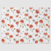 Watercolor Meadow Poppies And White Wildflowers  薄葉紙 (正面)