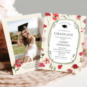 Watercolor Meadow Wildflower Boho Graduation Party 招待状