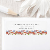 Watercolor meadow wildflowers return address ラベル (インサイチュ)