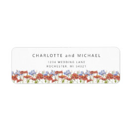 Watercolor meadow wildflowers return address ラベル