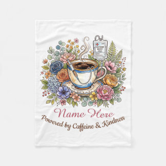 Watercolor Medical Coffee Floral Personalized Name フリースブランケット