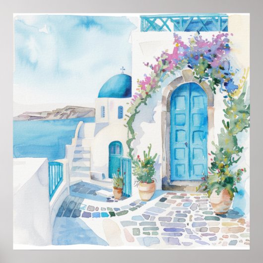 Watercolor Mediterranean ポスター (正面)