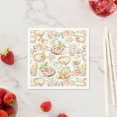 Watercolor Mediterranean Food Pattern スタンダードカクテルナプキン (インサイチュ)