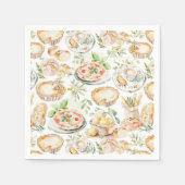 Watercolor Mediterranean Food Pattern スタンダードカクテルナプキン (正面)