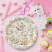 Watercolor Mediterranean Food Pattern ペーパープレート (パーティー)