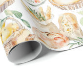 Watercolor Mediterranean Food Pattern ラッピングペーパー (ロールコーナー)