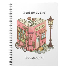 Watercolor Meet Me At the Bookstore Notebooks ノートブック