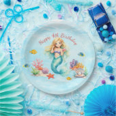 Watercolor Mermaid Birthday ペーパープレート (パーティー)