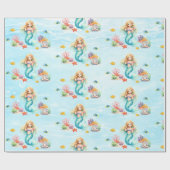 Watercolor Mermaid Birthday ラッピングペーパー (フラット)