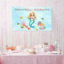 Watercolor Mermaid Birthday 横断幕