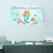 Watercolor Mermaid Birthday 横断幕 (トレードショー)