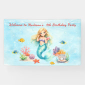 Watercolor Mermaid Birthday 横断幕 (横)