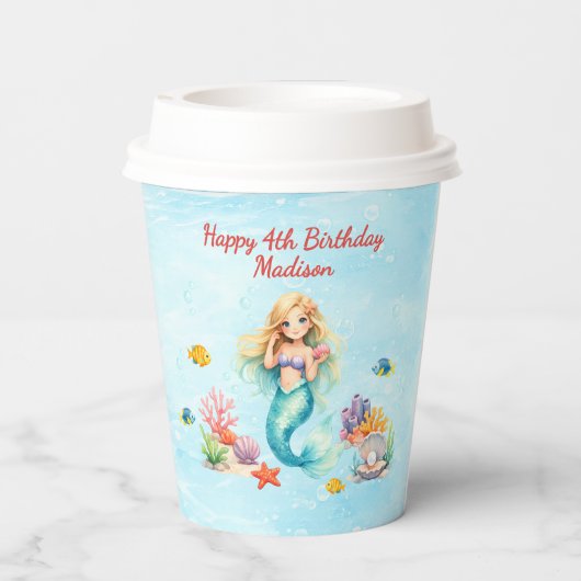 Watercolor Mermaid Birthday 紙コップ (裏面)