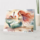 Watercolor Mermaid by Lighthouse Shore カード (正面)