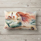 Watercolor Mermaid by Lighthouse Shore ランバークッション