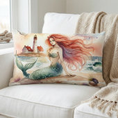 Watercolor Mermaid by Lighthouse Shore ランバークッション