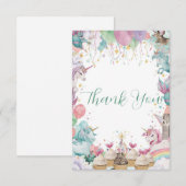 Watercolor Mermaid Unicorn Rainbow Birthday サンキューカード (正面/裏面)