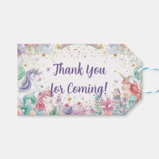 Watercolor Mermaid Unicorn Rainbow Birthday Favor ギフトタグ