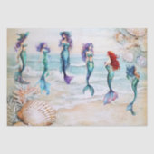 Watercolor Mermaids for Oyster Shells Decoupage 薄葉紙 (正面)