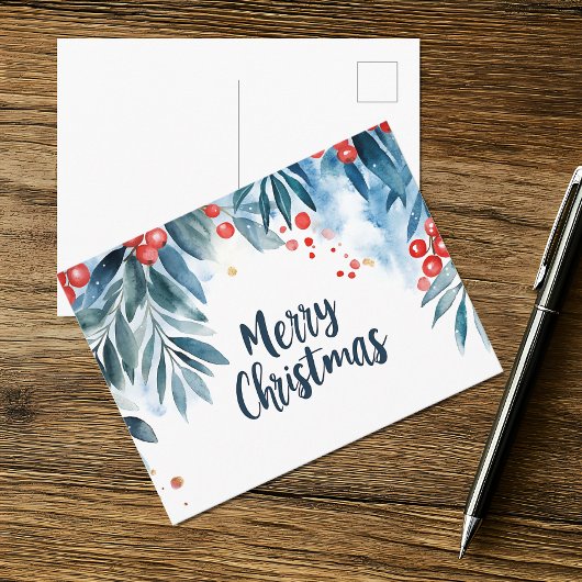 Watercolor Merry Christmas  シーズンポストカード