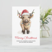 Watercolor Merry Christmas Cute Highland Cow シーズンカード (スタンド正面)