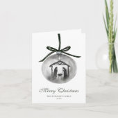 Watercolor Merry Christmas Nativity Ornament シーズンカード (正面)